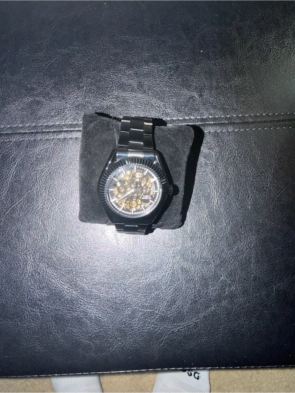 Invicta Black and Silver Men's Skeleton Wristwatch